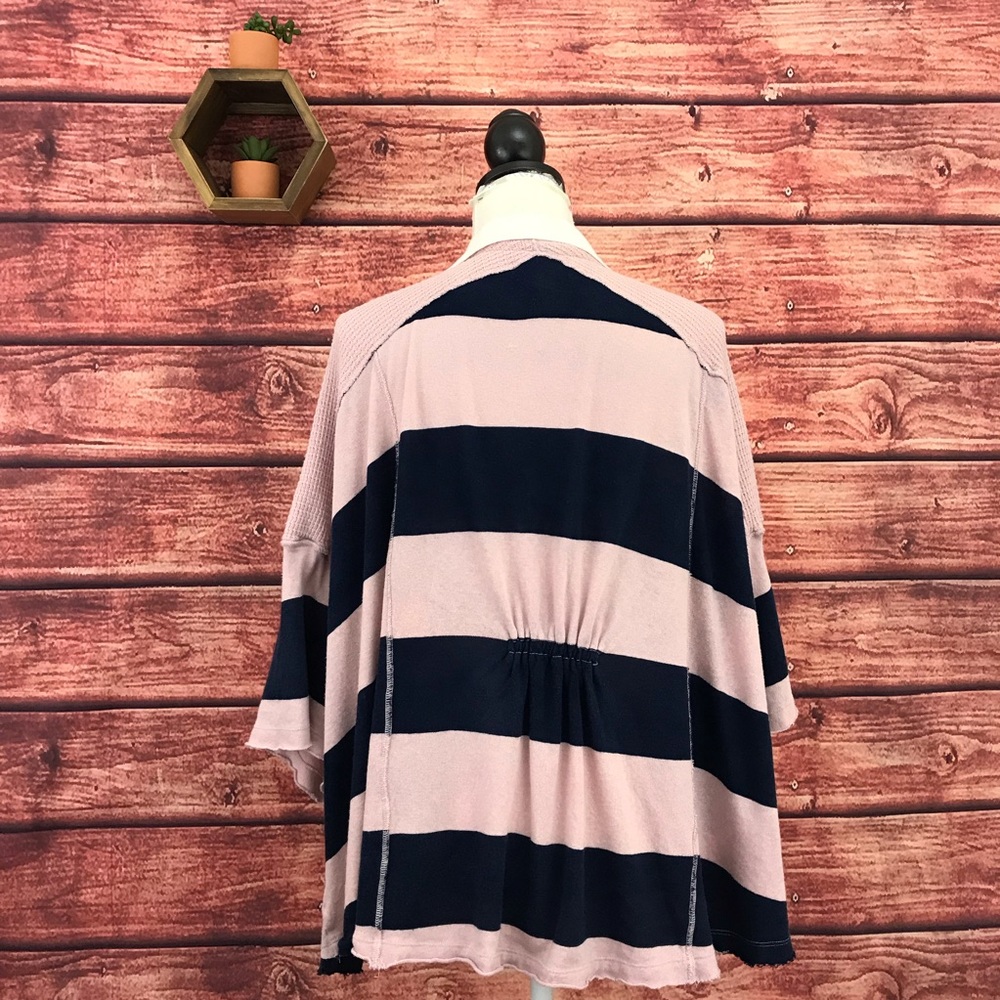 Free People Striped Yuki Oversized Polo Shirt M - Picture 5 of 8